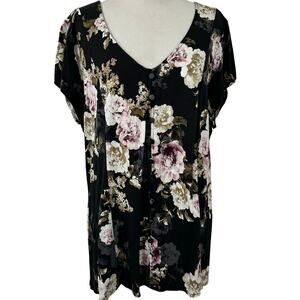 Torrid Top Blouse Whimsigoth Fairy Grunge Office Short Sleeve Women Black Sz 1X